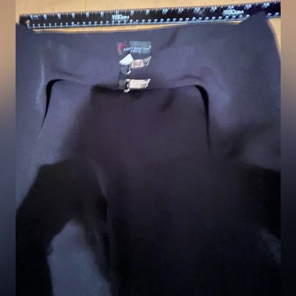 Adam Pour Eve Paris size 10 black wide leg mid rise dress pants with slit leg - Picture 7 of 14